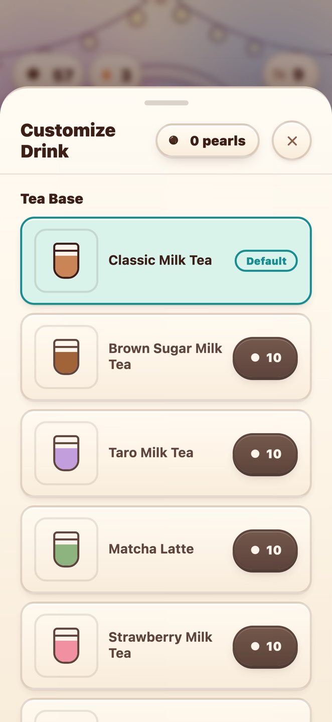 Customizing the drink with tea bases and toppings
